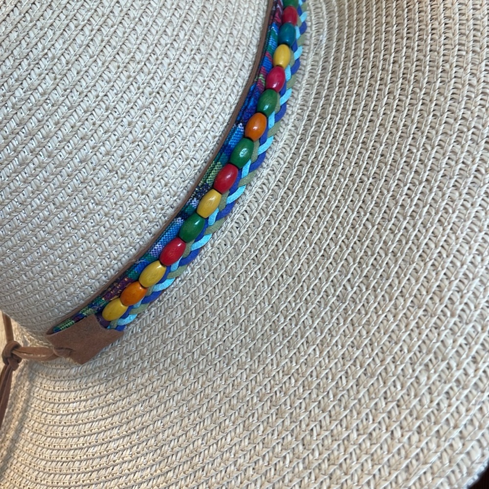 Royal Road Trading Co. Women's Sun Hat with colorful beads, adjustable OSFM VGUC - Picture 2 of 8